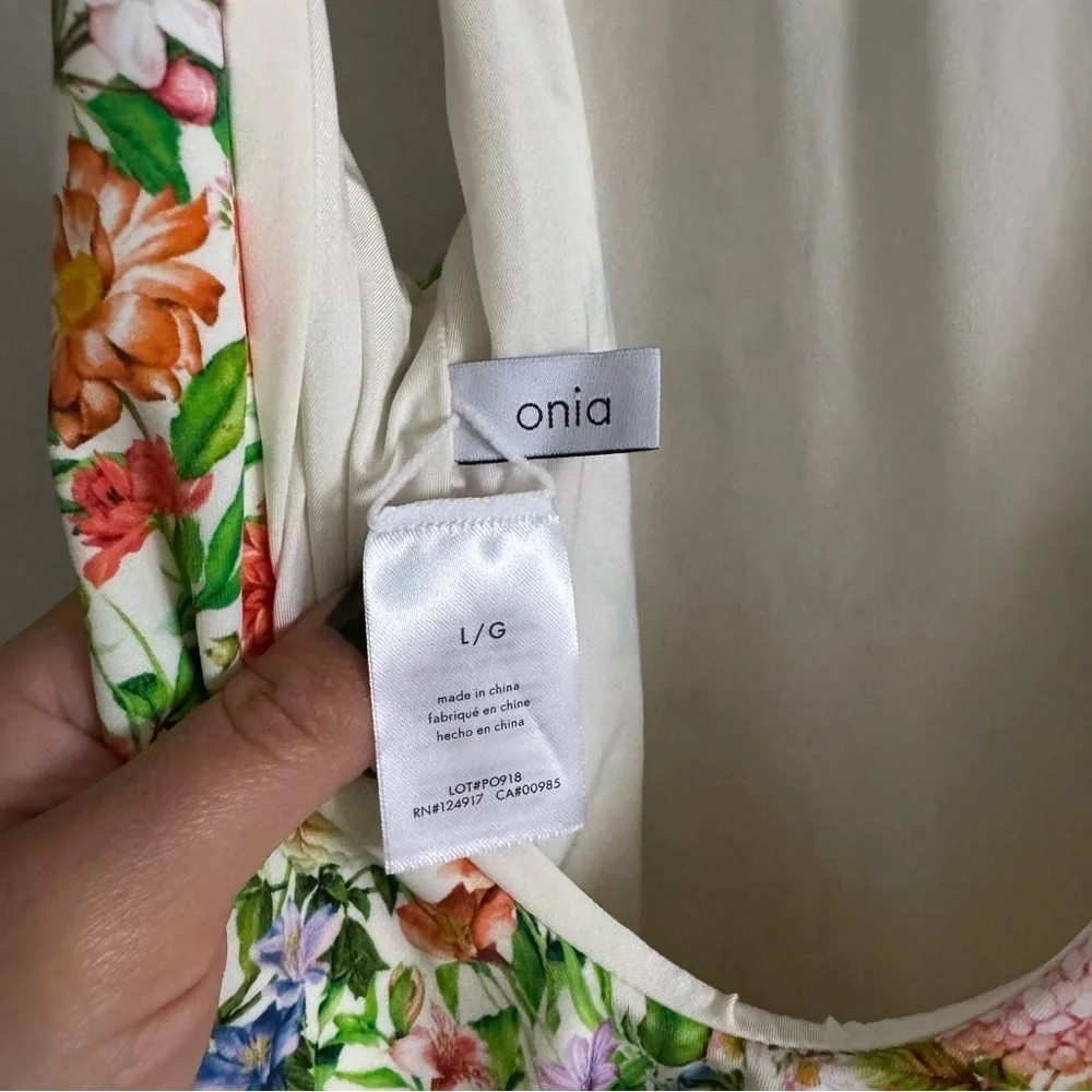 Onia Rachel Floral Scoop One-Piece in Lily White Size Large